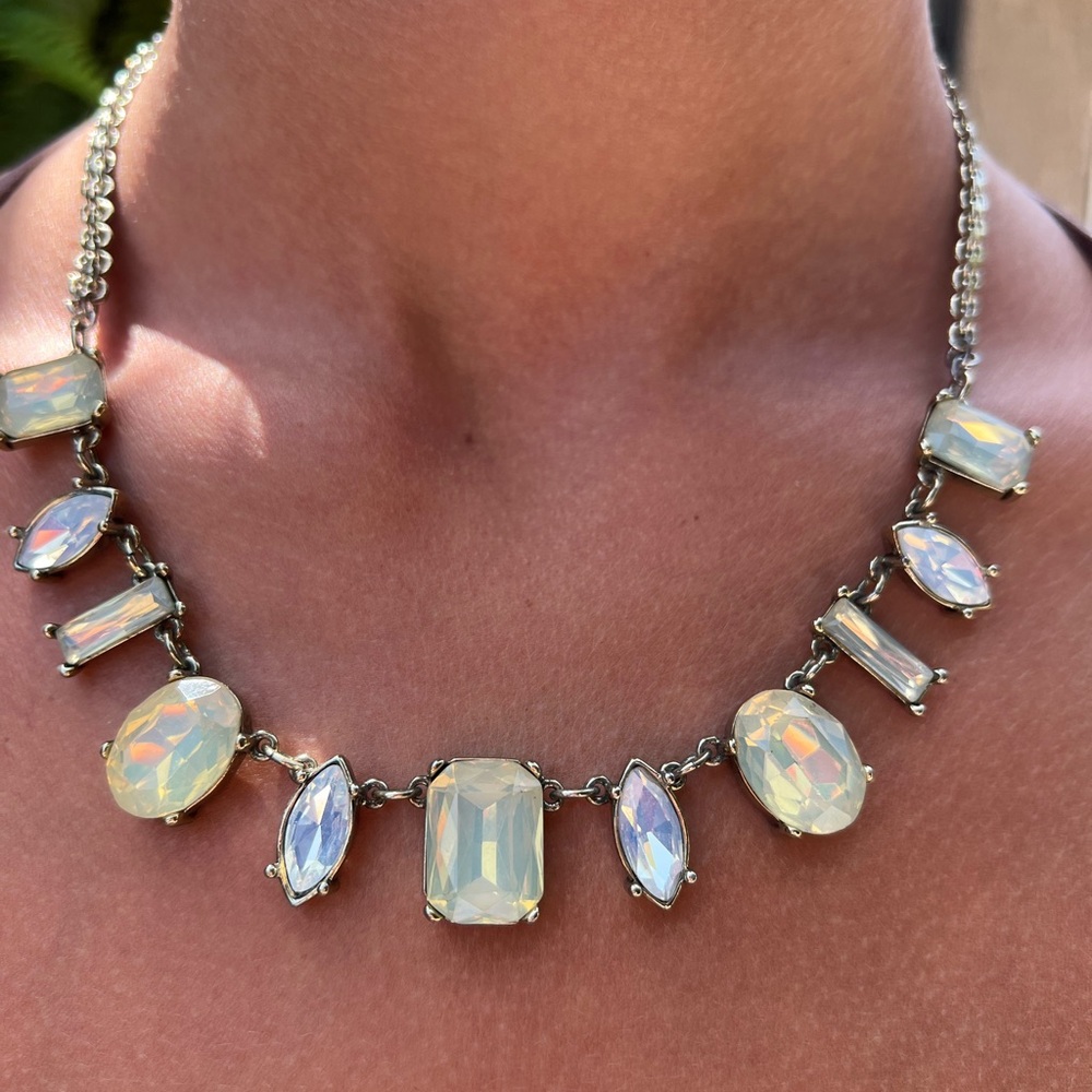 Vintage Stella & Dot Silver Necklace with Opalescent Stones